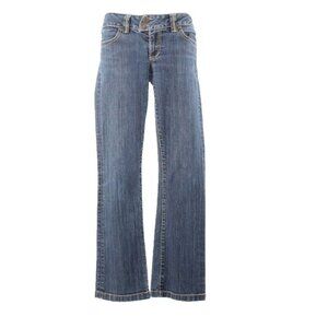 Serfontaine Sz 26 x 30 Blue Denim 2" Zipper Cotton Lycra Wide Leg Jean